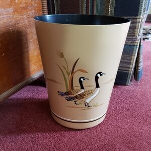 Vintage mid-century modern Andre Richard Waste basket trash can Waterfowl motif